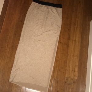 Long Champagne Skirt with Slit